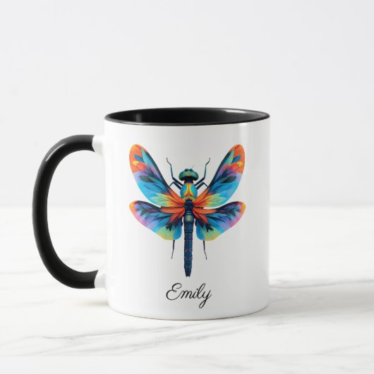 Mug Rainbow Dragonfly Personalized Name  (Gauche)