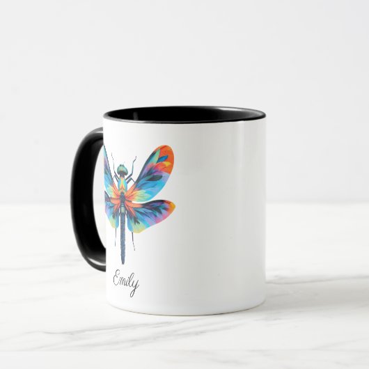 Mug Rainbow Dragonfly Personalized Name  (Devant gauche)