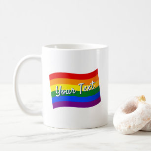 Mug Rainbow Flag Gay pride LGBTQ Pride texte personnal