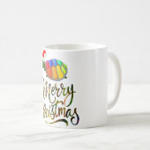 Mug Rainbow Funny Turtle portant le Noël Noël Noël Noë (Devant droit)