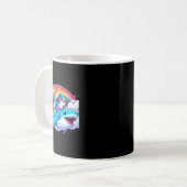 Mug Rainbow Galaxy Chat équitation Requin dans l'espac (Devant gauche)