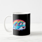 Mug Rainbow Galaxy Chat équitation Requin dans l'espac (Gauche)