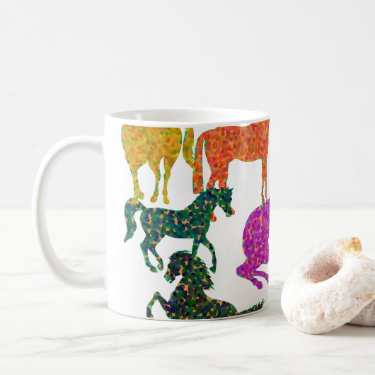 Mug Rainbow Horses - "Dotty about Horses !" (Avec donut)