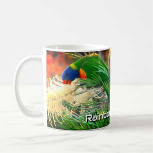 Mug Rainbow Lorikeet Floral Nature Photo
