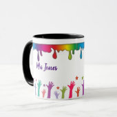 Mug Rainbow paint art professeur "Meilleur enseignant  (Devant gauche)