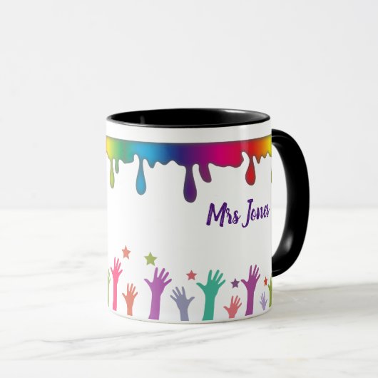 Mug Rainbow paint art professeur "Meilleur enseignant  (Devant droit)
