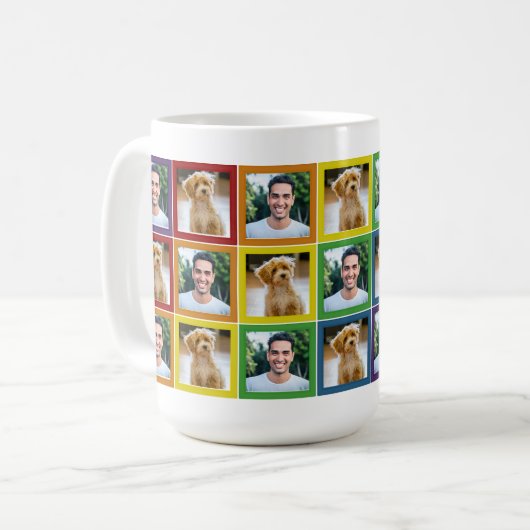 Mug Rainbow Patchwork Pet Photo Squares Pattern (Devant gauche)