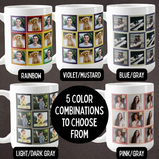 Mug Rainbow Patchwork Pet Photo Squares Pattern