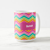 Mug Rainbow rétro zigzags brillant coloré (Devant droit)
