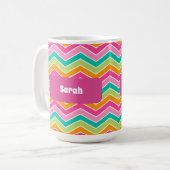 Mug Rainbow rétro zigzags brillant coloré (Devant gauche)