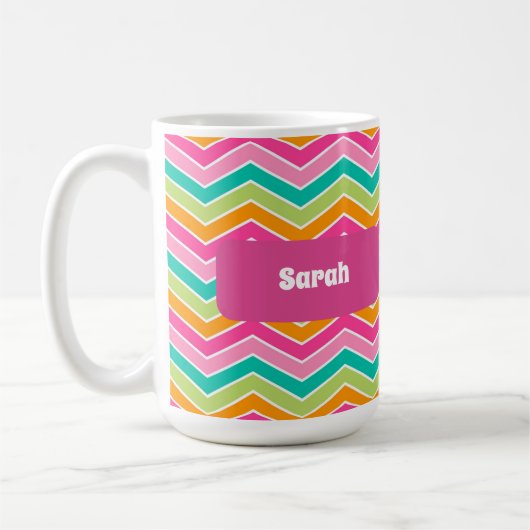 Mug Rainbow rétro zigzags brillant coloré (Gauche)