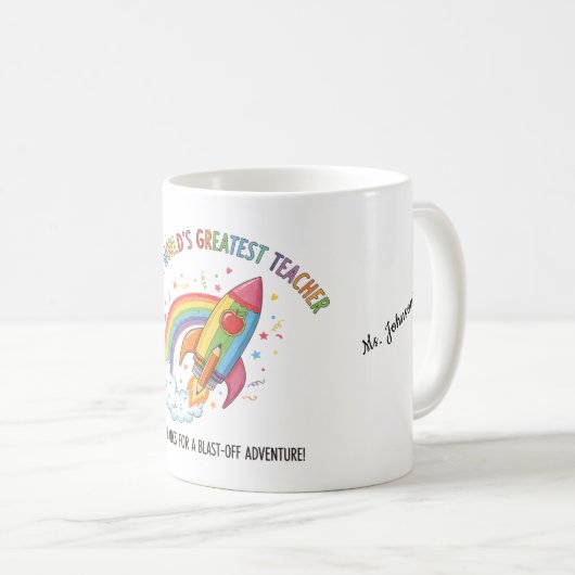 Mug Rainbow Rocket Apple Worlds Greatest Teacher (Devant droit)