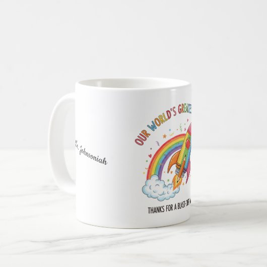 Mug Rainbow Rocket Apple Worlds Greatest Teacher (Devant gauche)