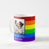 Mug Rainbow Striped Photo Anniversaire Mariage LGBTQ (Devant gauche)
