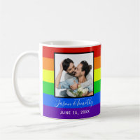 Rainbow Striped Photo Anniversaire Mariage LGBTQ