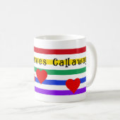 Mug Rainbow Stripes Coeurs Première Personnaliser des (Devant droit)