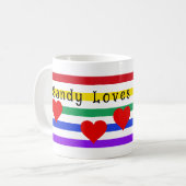 Mug Rainbow Stripes Coeurs Première Personnaliser des (Devant gauche)