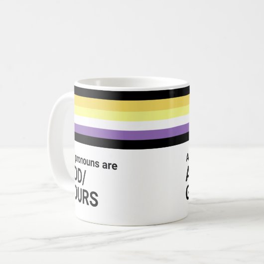 Mug Rainbow Stripes LGBT Nom Pronounounounounounounes (Devant gauche)