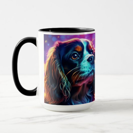 Mug Rainbow Tri Cavalier King Charles Spaniel Chien (Gauche)