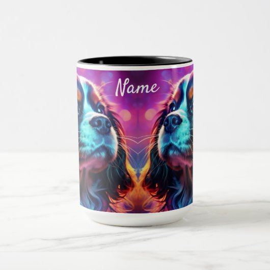 Mug Rainbow Tri Cavalier King Charles Spaniel Chien (Centre)