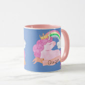 Mug 🌈 Rainbow Unicorn Nom personnalisé (Devant droit)