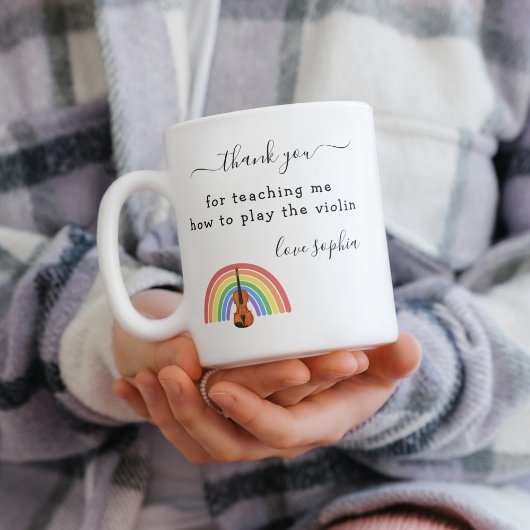 Mug Rainbow Violin Music Enseignant Appréciation Cadea