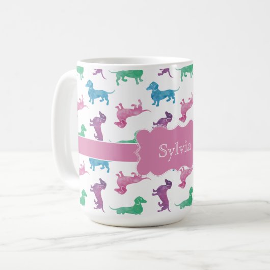 Mug Raining Dachshunds Cute Pastel Doxies (Devant gauche)