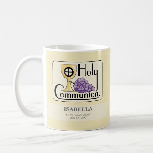 Mug Raisins de première communion et coupe, personnali (Gauche)