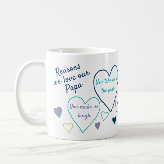 Mug Raisons J'Aime Papa Personnalisé Grand-Père (Gauche)