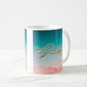 Mug Ramadhan kareem en arabe rose et bleu (Devant droit)