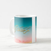 Mug Ramadhan kareem en arabe rose et bleu (Devant gauche)