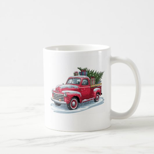 Mug Ramassage rouge et arbre de Noël (Droite)