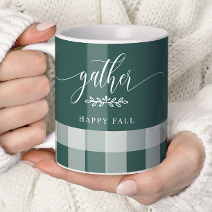 Mug Ramassez Joyeux Automne Vert & Blanc Buffalo à Car