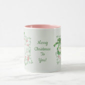 Mug Rameaux de houx vert clair rose Noël (Centre)