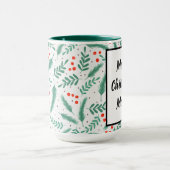 Mug Rameaux de verdure de Noël et baies de houx (Centre)