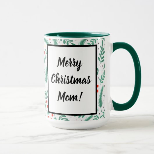 Mug Rameaux de verdure de Noël et baies de houx (Droite)