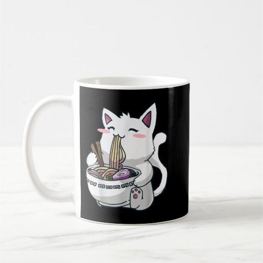 Mug Ramen Cat Kawaii Anime Otaku T-Shirt (Gauche)