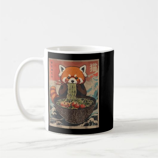 Mug Ramen Japanese Graphic Tees Red Panda Anime Shirts (Gauche)