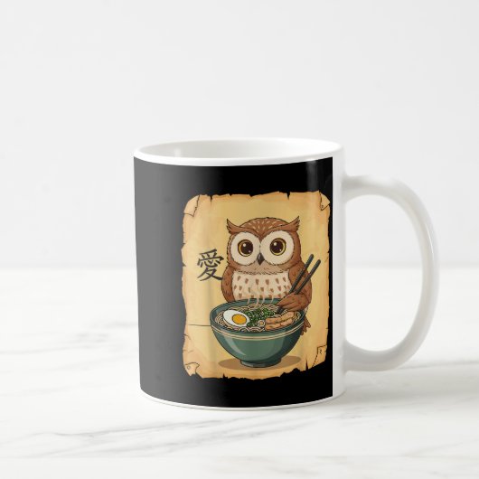 Mug Ramen Owl Noodle Kawaii Lover Japanese Funny Graph (Droite)