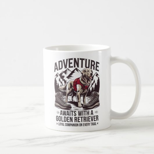 Mug Randonnée d'aventure avec Golden Retriever Design (Droite)