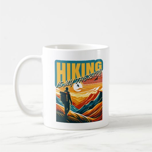 Mug Randonnée Est Mon Thérapie Funny Montagnes Escalad (Gauche)