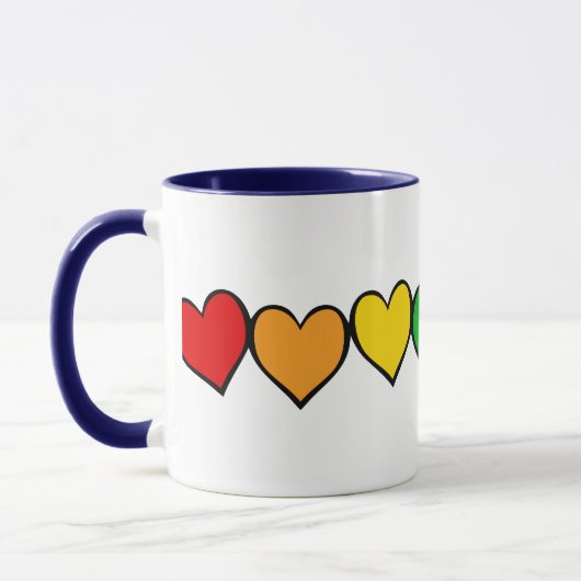 Mug Rangée de Coeurs Arc-en-Ciel (Gauche)