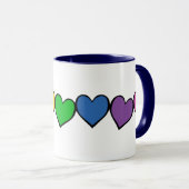 Mug Rangée de Coeurs Arc-en-Ciel (Devant droit)