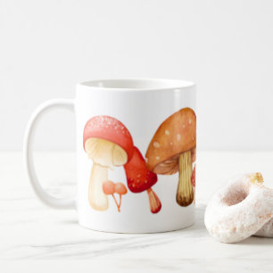 Mug Rangée de mignons champignons mycologie de l'airai