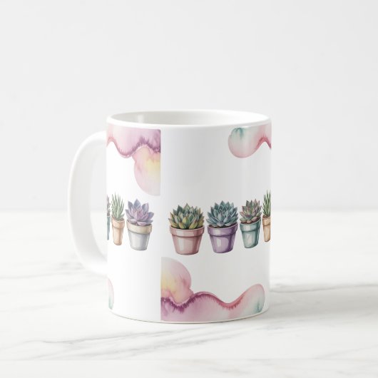 Mug Rangée de mini succulentes en pot (Devant gauche)