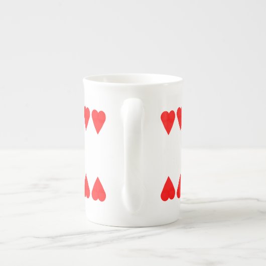 Mug - Rangées de Coeurs rouges et nom (Dos)
