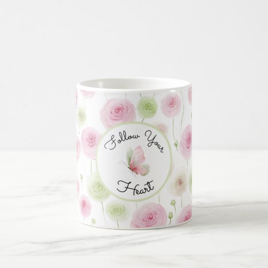 Mug Ranunculus rose menthe joli   (Centre)