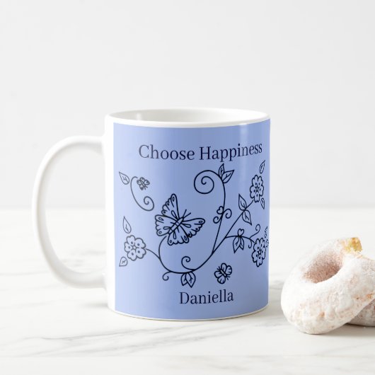 Mug rappel papillon bleu (Avec donut)