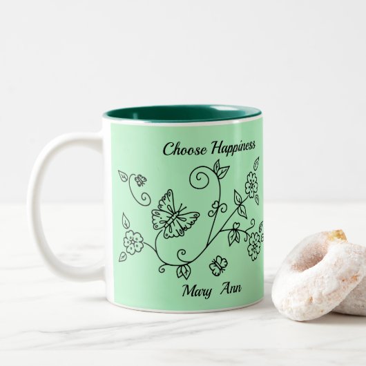 Mug Rappel Papillon Vert (Avec donut)