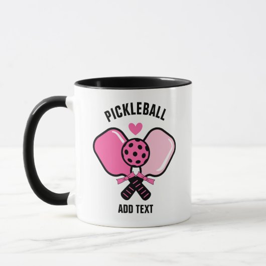 Mug Raquette de Pickleball Rose avec Ruban (Gauche)
